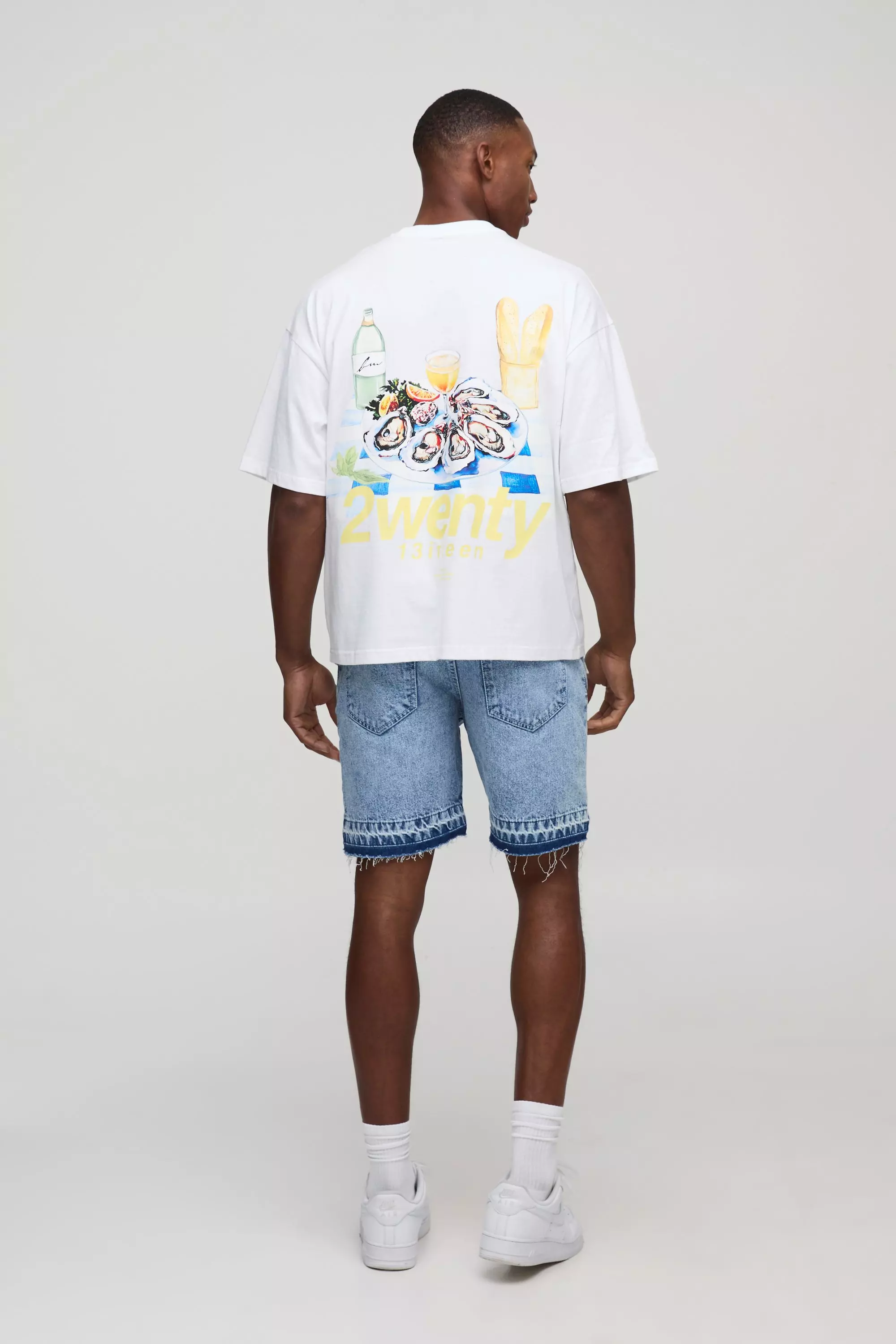 Slim Rigid Bandana Rip and Repair Denim Shorts | boohooMAN USA